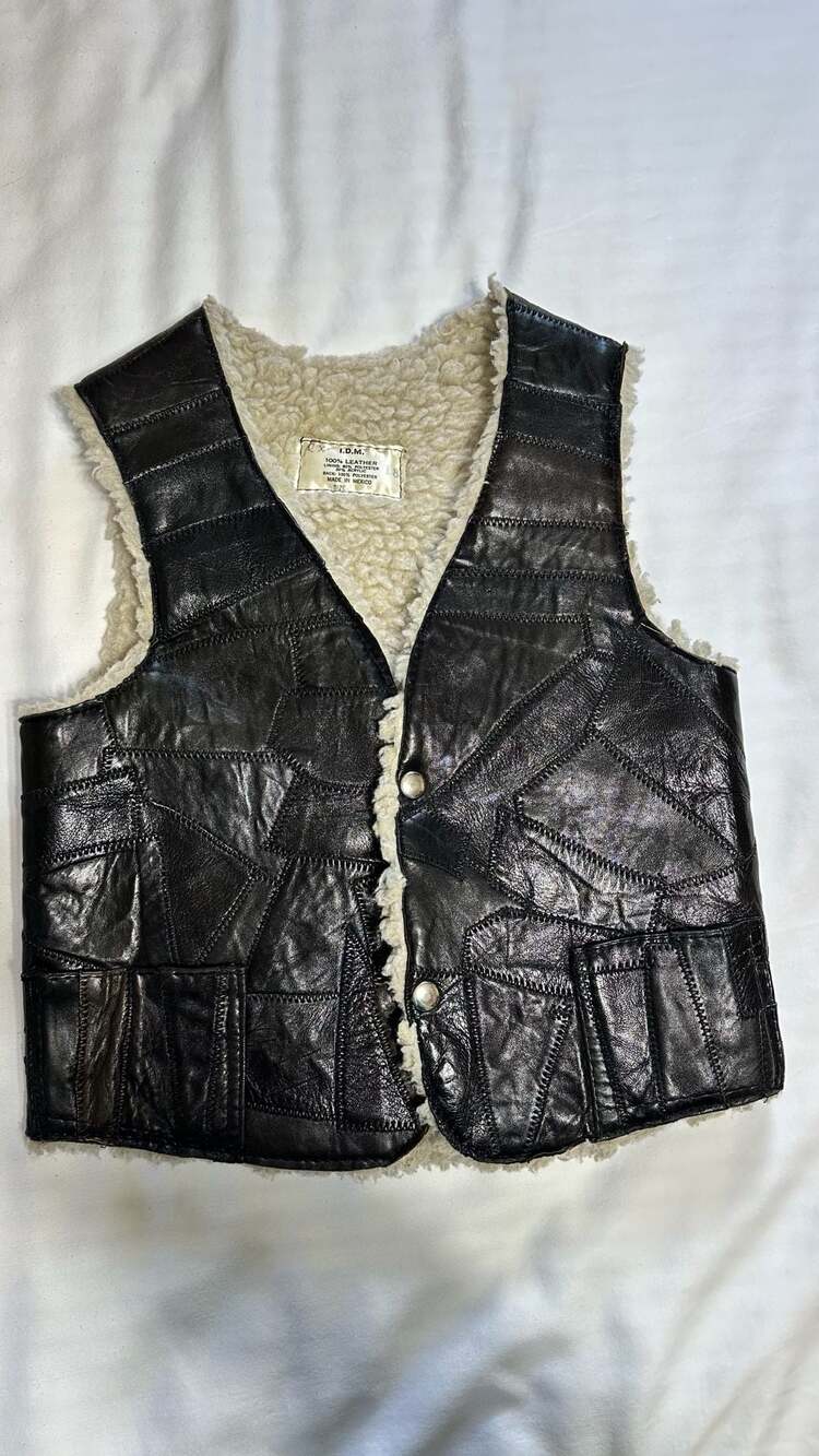 70,s Patch Leather Biker Vest